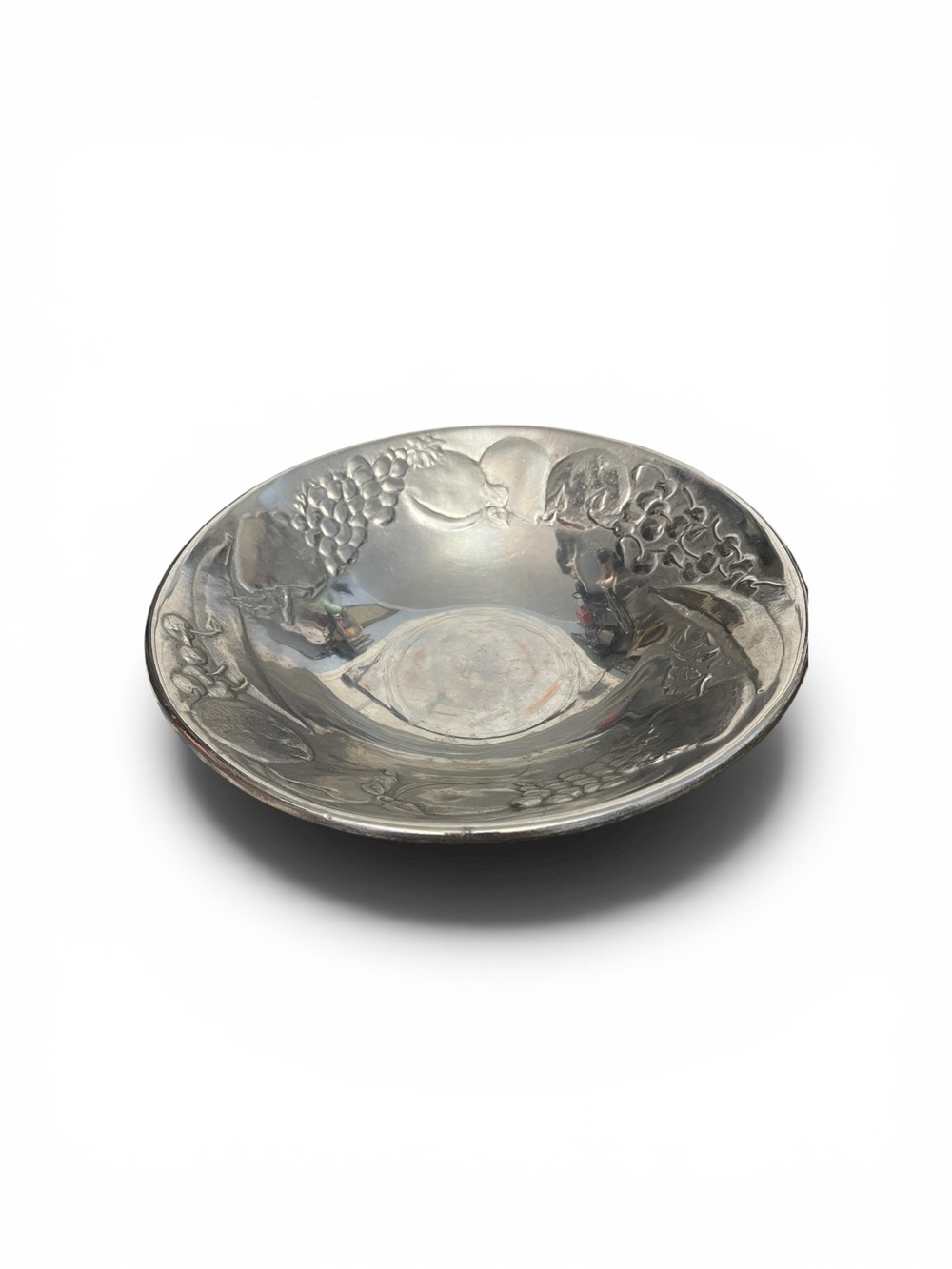 Wilton Armetale Silver Decorative Serving Bowl with Fruit Motif